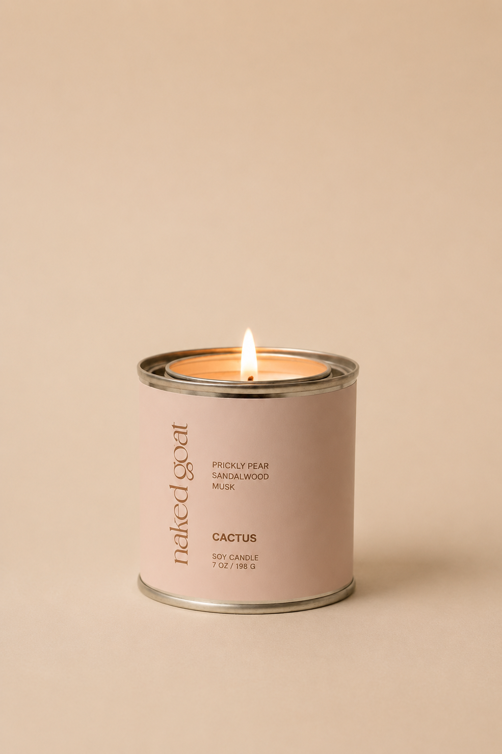 Naked Goat Cactus Soy Candle in signature prickly pear flower and sandalwood fragrance