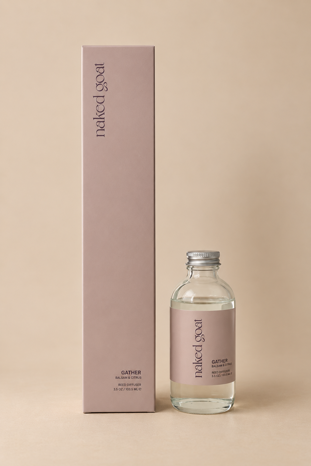 Naked Goat Gather Reed Diffuser in recyclable glass bottle