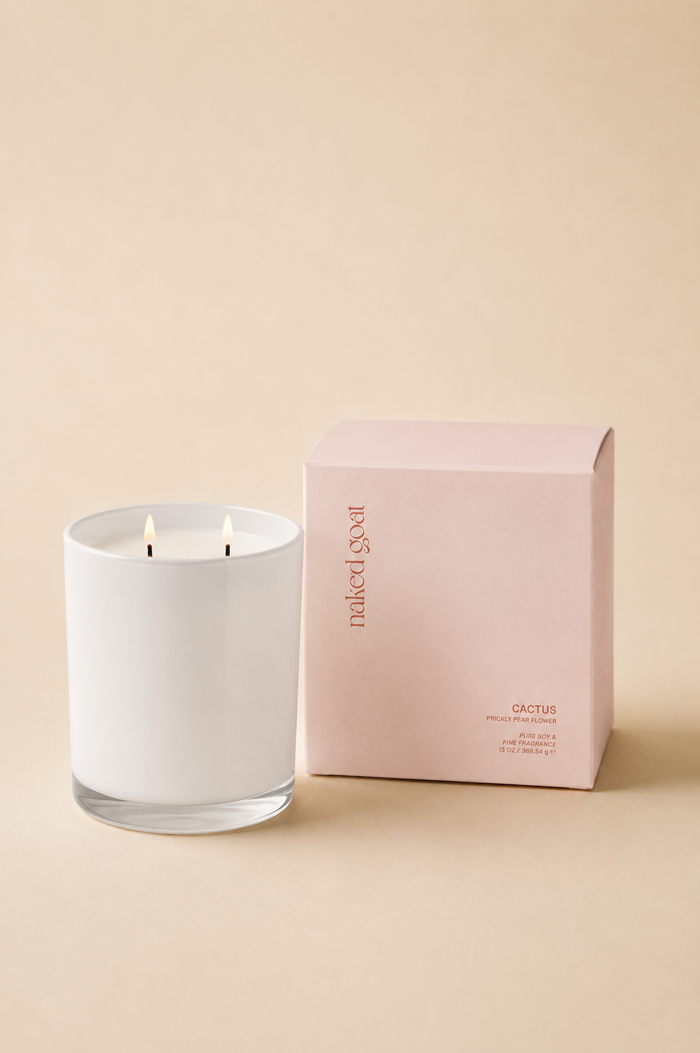 Naked Goat Cactus Soy Candle in signature prickly pear flower and sandalwood fragrance